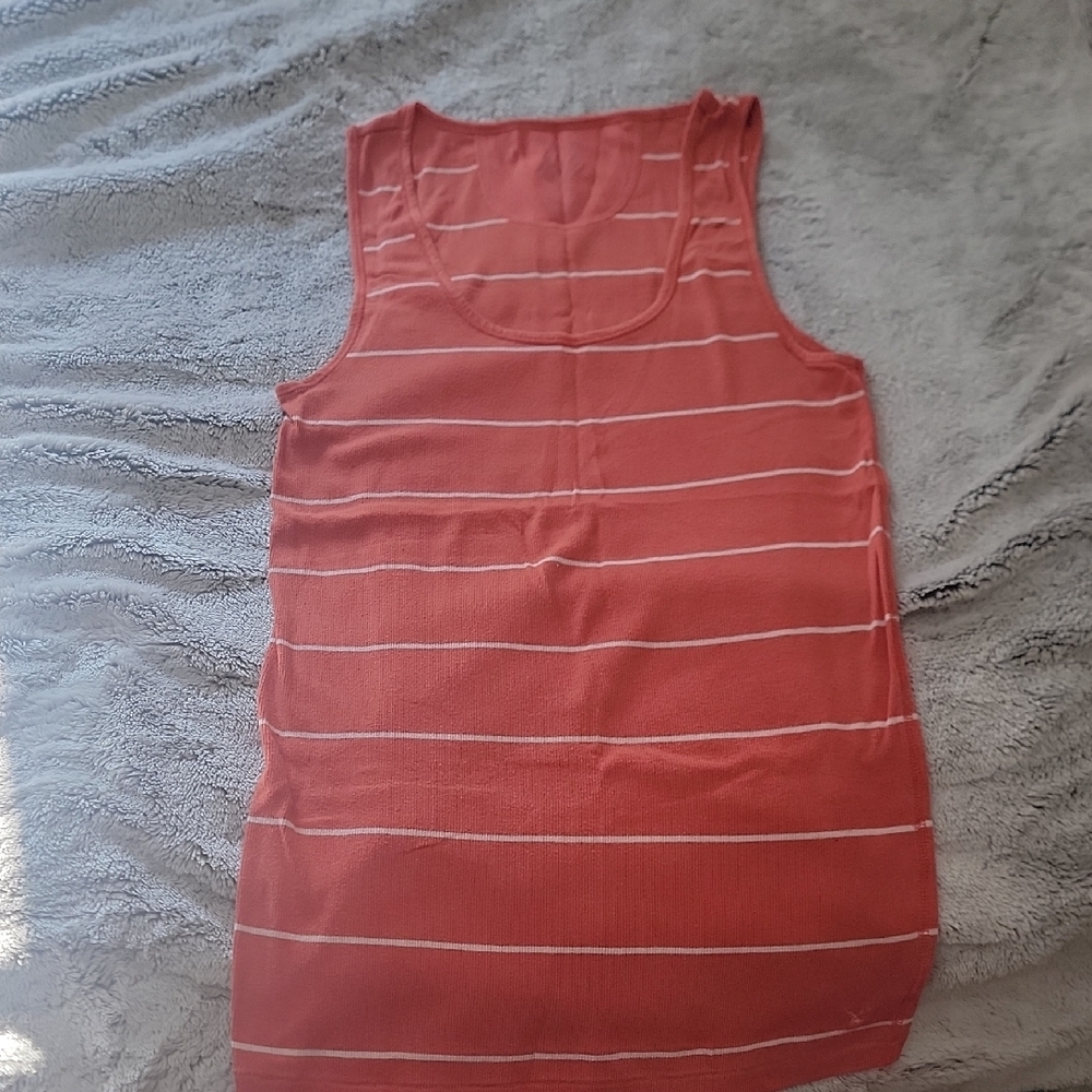 American Eagle Outfitters Coral and White Striped Tank Top